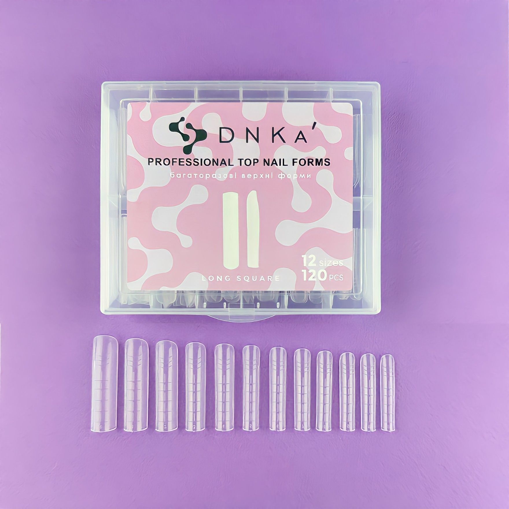 PROFESSIONAL TOP NAIL FORMS "DNKa", LONG SQUARE 120pcs — Професійний догляд для чоловіків, 120pcs